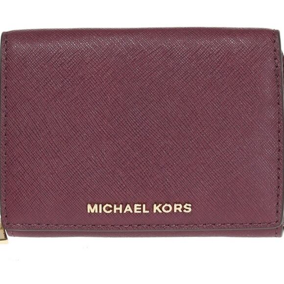 Michael Kors Jet SetSnall Flap Leather ID Card Case- Mulberry - Picture 2 of 8